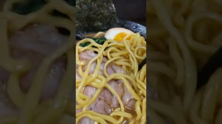 【家系 コスパ最高ラーメン１杯500円から食べられるせい家のチャーシュー麺大盛り、麺かため 】ライスも進む🤣♯YouTubeshorts