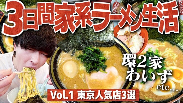 【厳選】3日間家系ラーメン生活！激ウマ至高の家系3選を食べ尽くす！【環2家/わいず/町田家/飯テロ/縛り生活】