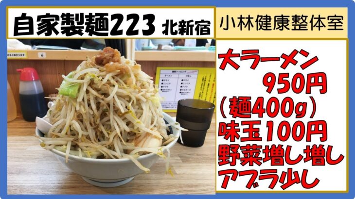 【二郎系ラーメン】自家製麺223　大ラーメン950円味玉野菜増し増しアブラ少し