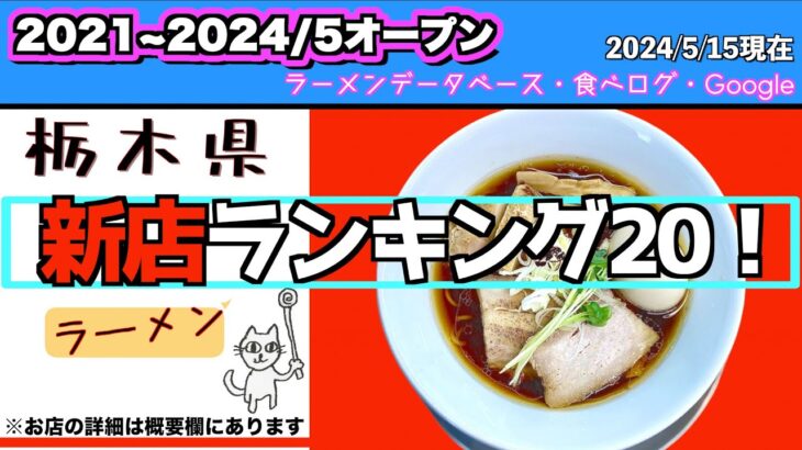 【4K】「栃木県ラーメン新店ランキング20!」2021年から2024年5月にオープンしたラーメン店ランキング２０。魅力的なお店がどんどんオープン！お店選びの参考に！ #ラーメン #栃木県 #ランキング