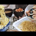 【日清】つけ麺の達人(麺30g増量中)とウインナー丼を食べて追い飯も！休日の遅めの昼ご飯【vlog/飯テロ】