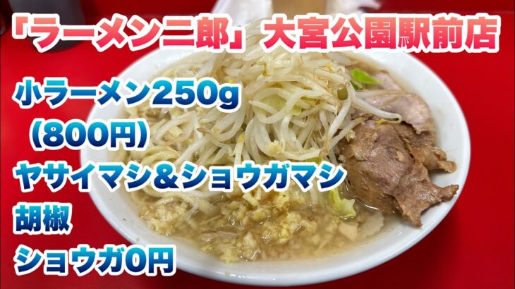 【ラーメン二郎】大宮公園駅前店で小ラーメン250g（800円）/コールはヤサイマシとショウガマシ/胡椒/大宮二郎さんではショウガは無料トッピング（0円）/2024年1月2日（木）